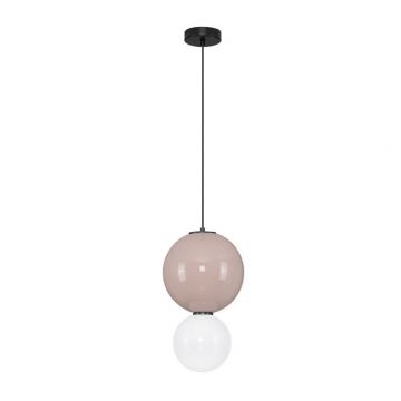 Pendul LED decorativ portelan mocha, sticla alb, NOESIS