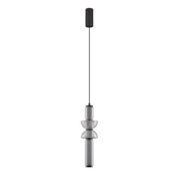 Pendul LED modern, Metal, Negru, Sticla, Fumurie, Ulon