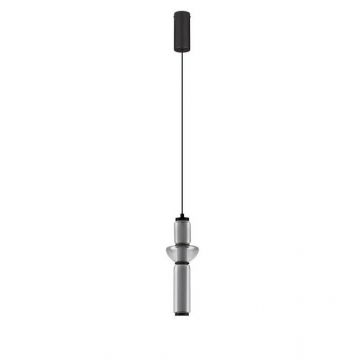 Pendul LED modern, Metal, Negru, Sticla, Fumurie, Ulon