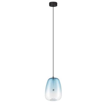 Pendul LED modern, Metal, Sticla, Albastru deschis, OBLO