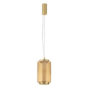 Pendul LED modern, Metal, Sticla, Chihlimbar, VESPER