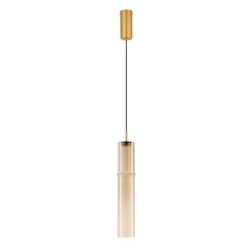 Pendul LED modern, Metal, Sticla, Cognac, SANO