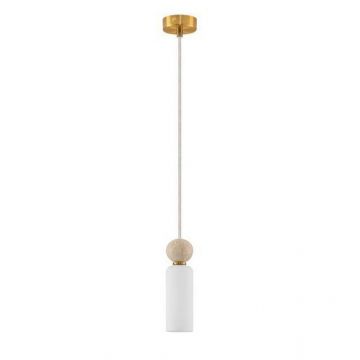Pendul Metal, Auriu, Travertin, Sticla, FILOMENA