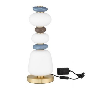 Veioza LED decorativa ceramica maro, albastru, alb, PALO