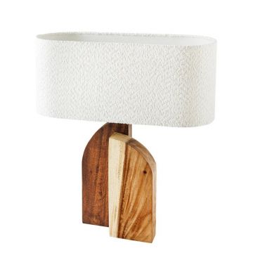 Lampa de masa, Lemn, Tesatura Boucle, Alb, LOVERS 60cm, A-46649 VC
