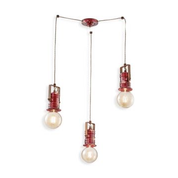 Lustra cu 3 pendule design retro realizata manual din ceramica URBAN