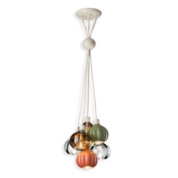 Lustra cu 6 pendule design italian realizat manual din ceramica si sticla AFOXÃ‰ Mix