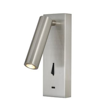 Aplica de perete, Mufa USB, LED, Tarifa III nickel MA-8986
