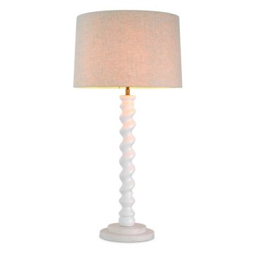 Lampa de masa LUX, Lemn, Tesatura, Alb, Massimo, 119673 HZ