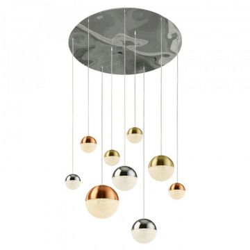 Lustra design modern cu 9 pendule LED Planets 9 4519-9 SRT