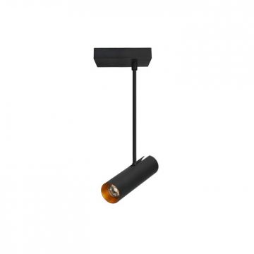 Spot directionabil cu brat, aplicat de tavan/plafon LENS SQUARE negru/auriu ZZ AZ3515
