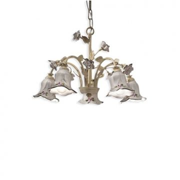 Candelabru 5 brate cu flori ceramice in stilul clasic Florentin PISA