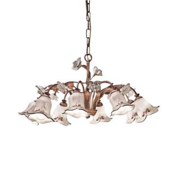 Candelabru 8 brate cu flori ceramice in stilul clasic Florentin PISA