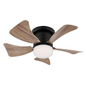 Lustra LED cu ventilator si telecomanda HINES aspect lemn 40cm, 03609H GL