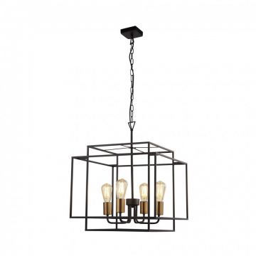 Lustra metalica moderna Crate 4lt Black 4634BK SRT