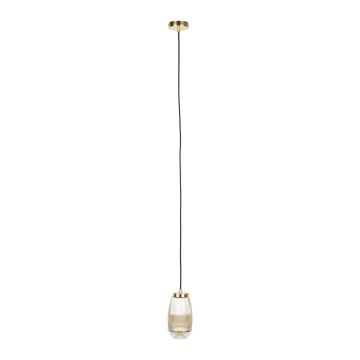 Lustră aurie cu abajur din sticlă ø 12 cm Robin - White Label Lustră aurie cu abajur din sticlă ø 12 cm Robin - White Label