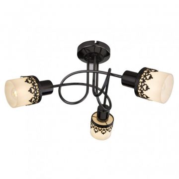 Lustra aplicata cu 3 spoturi design romatic LACEY negru/alb/crom 5343 RX