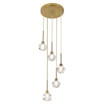 Lustra cu 5 pendule design clasic KASSIA auriu 5396 RX