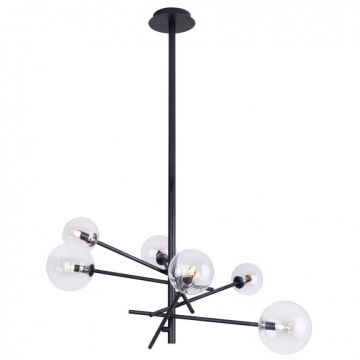 Lustra design industrial, minimalist Lollipop 6L negru P0395 MX