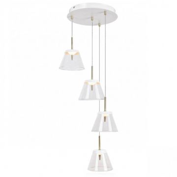 Lustra LED cu 3 pendule din metal finisaj bronz si alb AVIANA 5032 RX