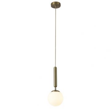 Lustra, Pendul modern auriu cu abajur din sticla alba Divina 5352 RX