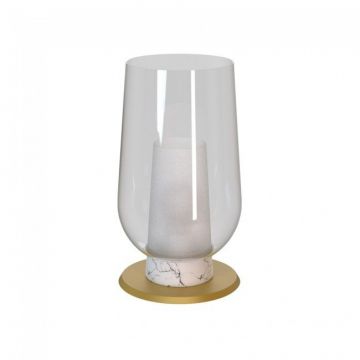Veioza, Lampa de masa design modern Nora auriu/ marmura alba