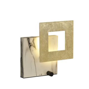Veioza, Lampa de masa LED design ambiental DALIA auriu/ alb marmorat