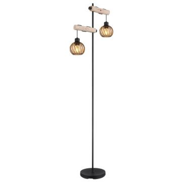 Lampadar, lampa de podea design vintage Paulo negru, natur