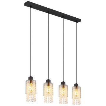Lustra 4L design modern Backey negru, fumuriu