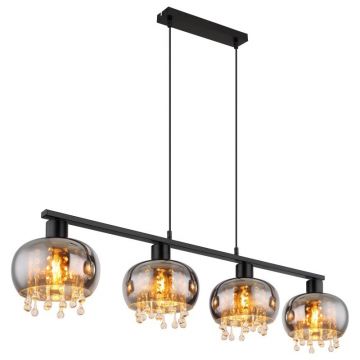 Lustra 4L design modern Corry negru, fumuriu