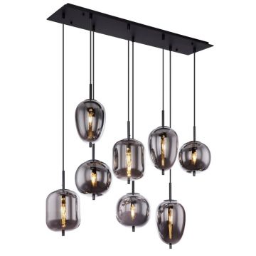 Lustra suspendata cu 8 pendule design modern BLACKY fumuriu 15345-8 GL