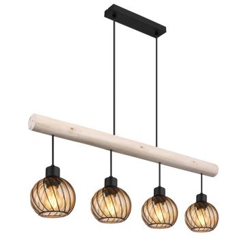 Lustra suspendata design vintage Paulo negru, natur