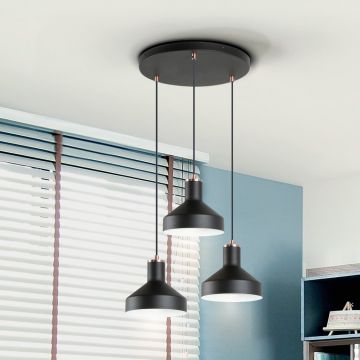 Lustra suspendata din metal design moderm Irias 3L negru/cupru