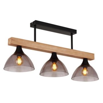Plafoniera 3L design vintage Lindi negru, natur