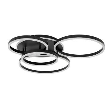 Plafoniera LED cu Telecomanda, Design Geormetric, RINGS 5 negru