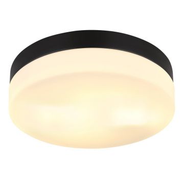 Plafoniera pentru exterior design modern IP44 Vranos negru, opal 24cm