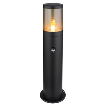 Stalp mic pentru exterior cu senzor de miscare design modern IP44 Xeloo negru, fumuriu