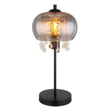 Veioza, lampa de masa design modern Corry negru, fumuriu