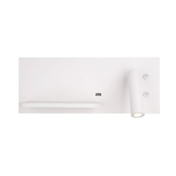 Aplica de perete cu spot LED, lumina ambientala, mufa USB si incarcare wireless, SUPERIOR alb