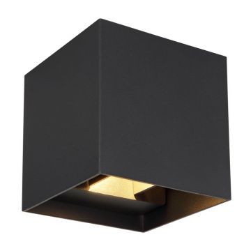 Aplica LED cu spot pentru iluminat exterior design modern IP54 Veronika negru 10x10cm