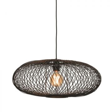 Lustra suspendata din bambus Cango negru, 60x25cm