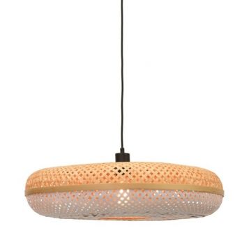 Lustra suspendata eco din bambus Palawan natur/ alb, 60x15cm