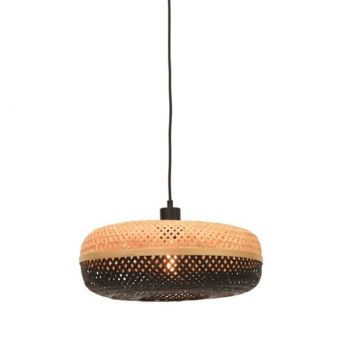 Lustra suspendata eco din bambus Palawan natur/ negru, 40x15cm