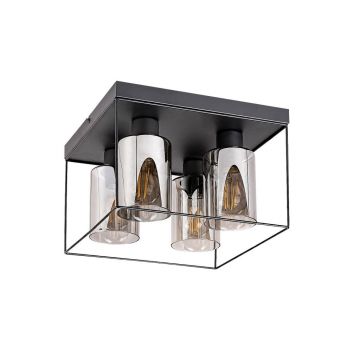 Plafoniera design modern Chadwick negru, fumuriu 30x30cm