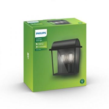 Aplica pentru exterior Philips Harvest UP,  2xE27, max 2x42W, IP44, 127x208x229mm, Negru
