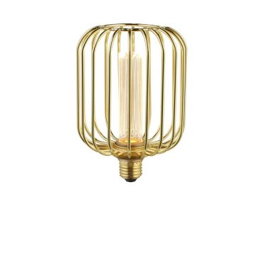 Bec decorativ E27 LED dimabil, metalic Drum Lamp auriu
