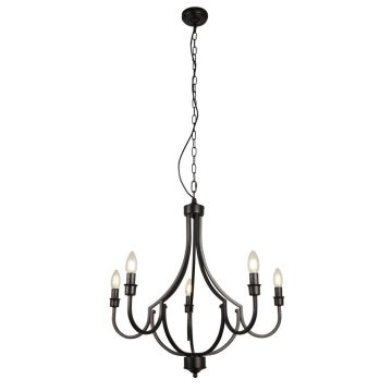 Candelabru cu 5 brate design rustic Lodge negru