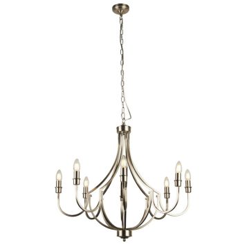 Candelabru cu 8 brate design vintage Lodge argintiu satinat