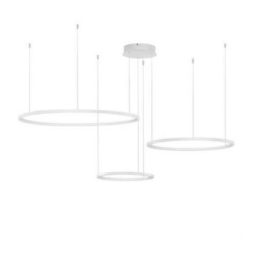 Lustra LED suspendata design circular PURPLE 3 ring alba