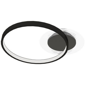 HOMCOM Lampă de tavan LED Modernă de 40W cu 2 Inele și Lumină Reglabilă, Negru | Aosom Romania